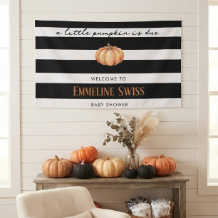 Modern Black & White Little Pumpkin Welcome Banner
