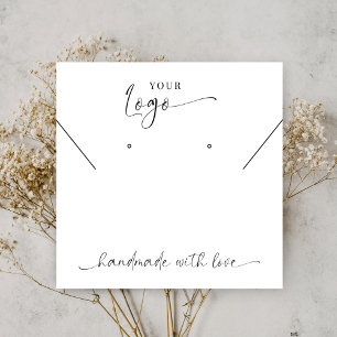 Modern Black & White Logo Earrings Jewellery Displ Square Business Card