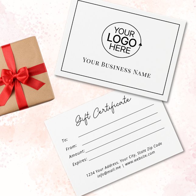 Modern Black White Logo Script Gift Certificate (Modern Black White Logo Script Gift Certificate)