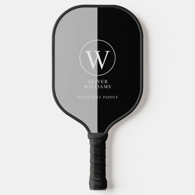 Modern Black-White Logotype Pickleball Paddle (Front)