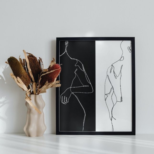 Modern Black & White Man & Woman Outline Line Art Poster (Creator Uploaded)