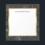 Modern black white marble monogram name notepad<br><div class="desc">Modern stylish black and white marble pattern and golden frame personalised notepad.
You can add your own name or text and monogram.</div>
