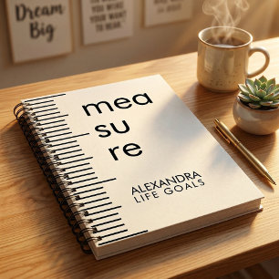 Modern Black White Measure Life Goals Notebook