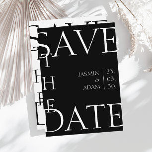 Modern Black White Minimal Typography Wedding Save The Date