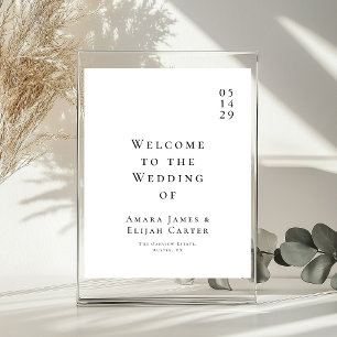 Modern Black & White Minimal Wedding Welcome Sign