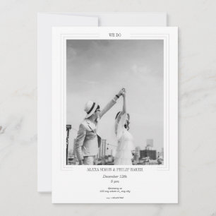 Modern Black White minimalist modern photo Invitation