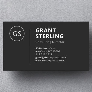 Modern Black White Minimalist Professional Business Card