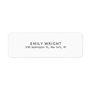 Modern Black & White Minimalist Professional Return Address Label