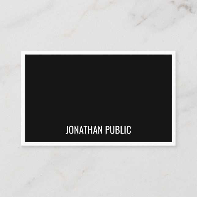 Modern Black White Minimalist Template Simple Business Card (Front)