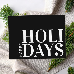 Modern Black White Minimalist Typography Business Holiday Card