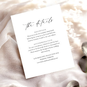 Modern Black White Minimalist Wedding Details Enclosure Card