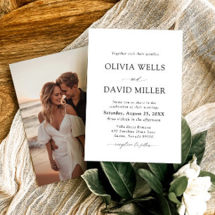 Modern Black & White Minimalist Wedding Invitation