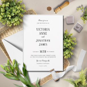 Modern Black & White Minimalist Wedding Invitation