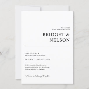 Modern Black & White Minimalist Wedding Invite
