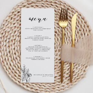Modern Black White Minimalist Wedding Monogram Menu