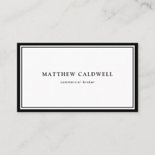 Modern Black White Minimalistic Real Estate Broker Business Card