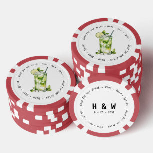 Modern Black White Mojito Drink Voucher Wedding Poker Chips
