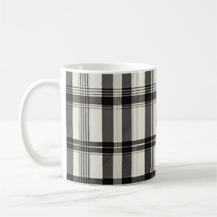 Modern Black White Monochrome Plaid  Coffee Mug