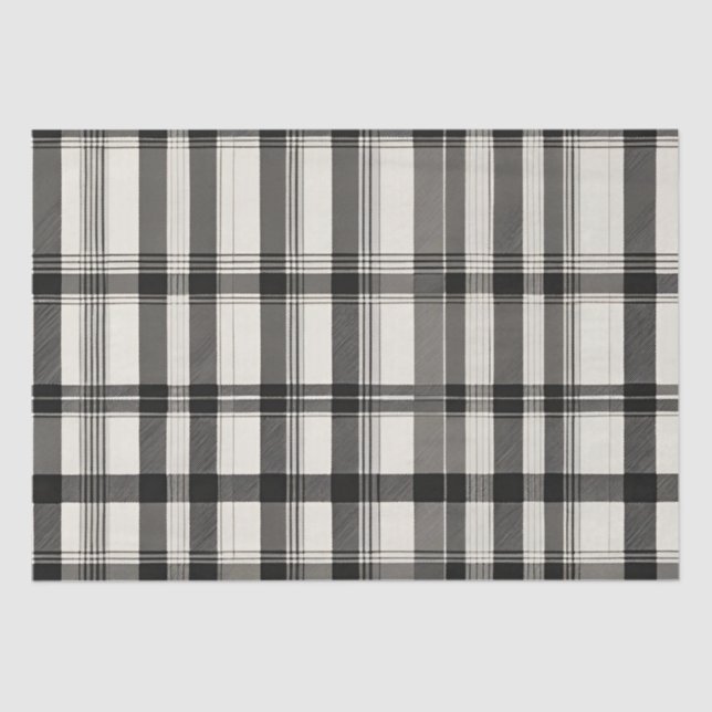 Modern Black White Monochrome Plaid  Tissue Paper (Front)