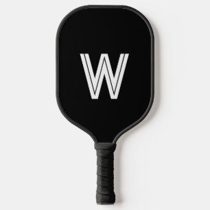 Modern black &white monogram initial pickleball paddle