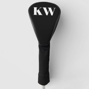 Modern Black White Monogram Initials Personalised Golf Head Cover