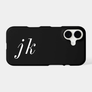 Modern Black White Monogram Name