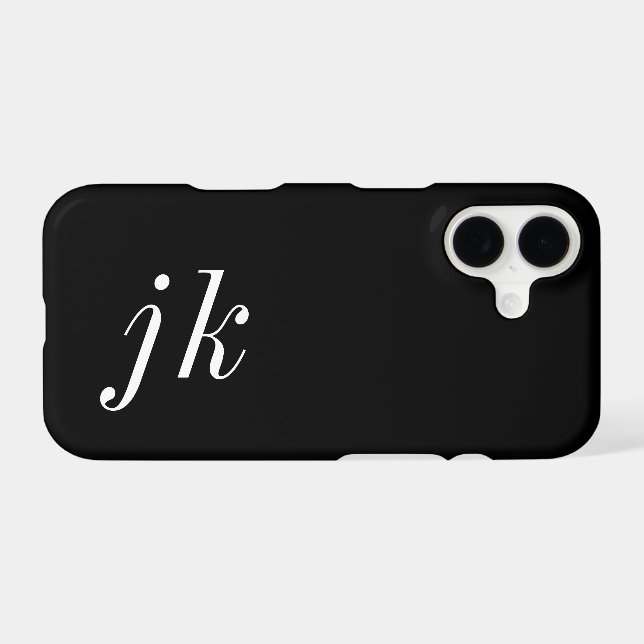 Modern Black White Monogram Name (Back (Horizontal))