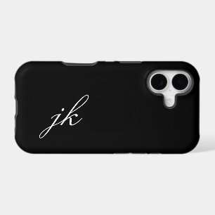 Modern Black White Monogram Name