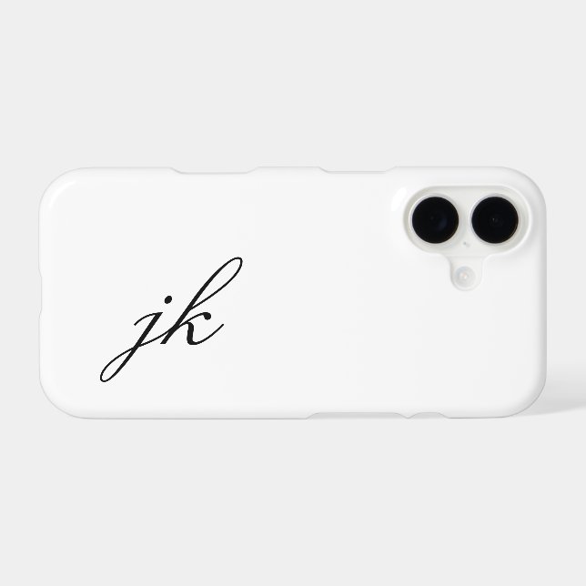 Modern Black White Monogram Name (Back (Horizontal))