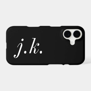 Modern Black White Monogram Name