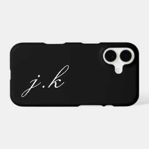 Modern Black White Monogram Name