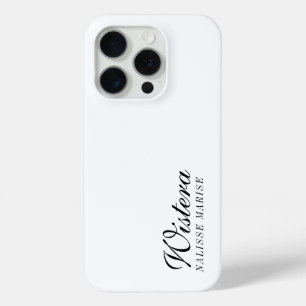 Modern Black White Monogram Name iPhone 15 Pro Case