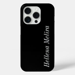 Modern Black White Monogram Name iPhone 15 Pro Case