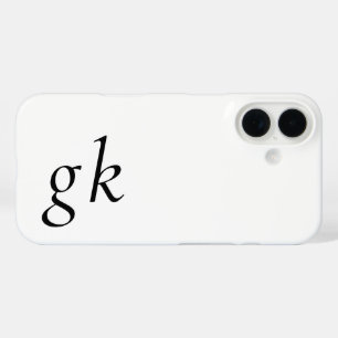Modern Black White Monogram Name iPhone 16 Case