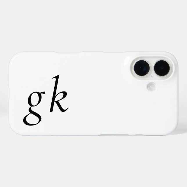 Modern Black White Monogram Name Case-Mate iPhone Case (Back (Horizontal))
