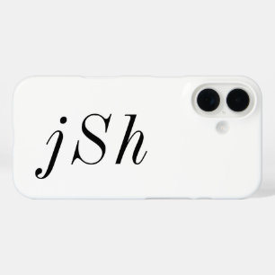 Modern Black White Monogram Name iPhone 16 Case
