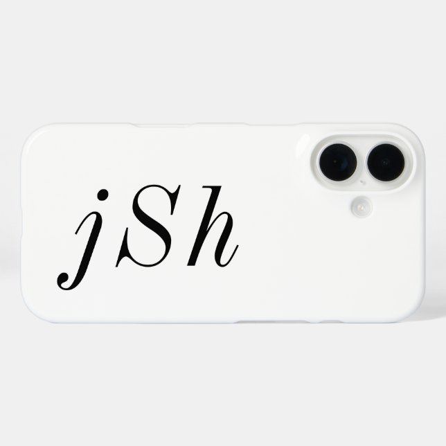 Modern Black White Monogram Name Case-Mate iPhone Case (Back (Horizontal))