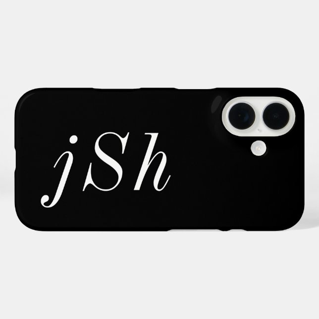 Modern Black White Monogram Name Case-Mate iPhone Case (Back (Horizontal))