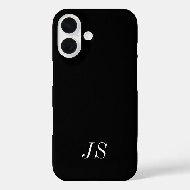 Modern Black White Monogram Name Case-Mate iPhone Case (Back)