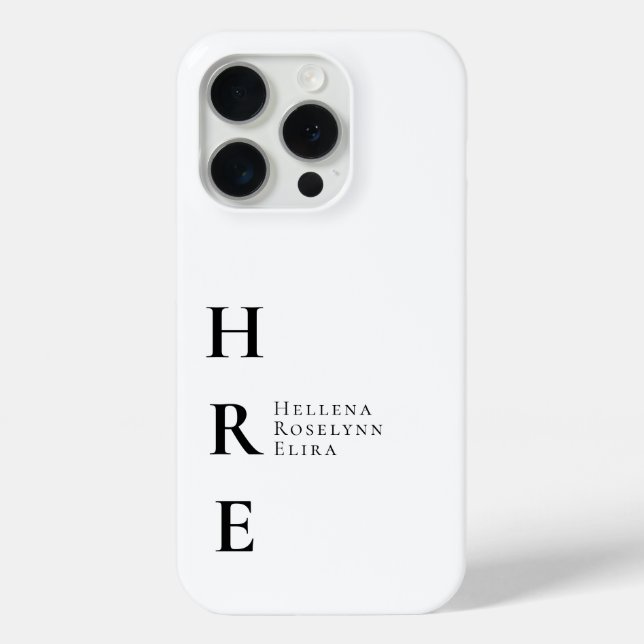 Modern Black White Monogram Name Case-Mate iPhone Case (Back)