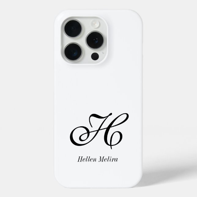 Modern Black White Monogram Name Case-Mate iPhone Case (Back)