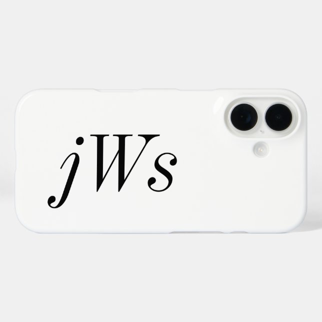 Modern Black White Monogram Name Case-Mate iPhone Case (Back (Horizontal))