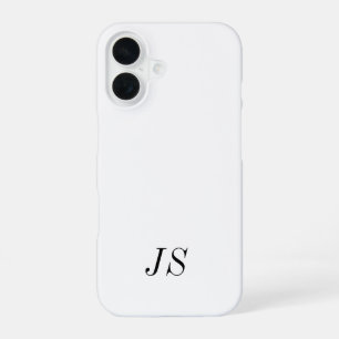 Modern Black White Monogram Name iPhone 16 Case