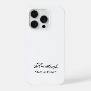Modern Black White Monogram Name iPhone 15 Pro Case