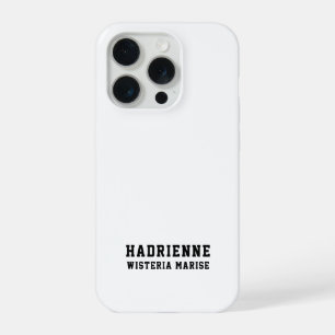 Modern Black White Monogram Name iPhone 15 Pro Case