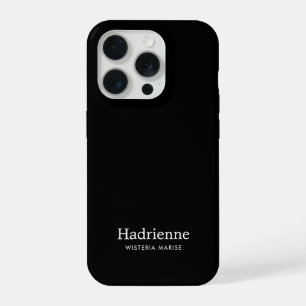 Modern Black White Monogram Name iPhone 15 Pro Case
