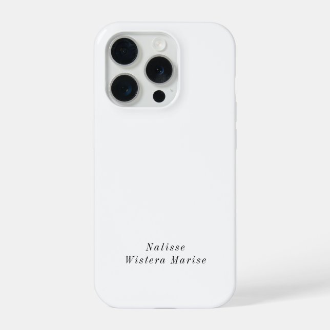 Modern Black White Monogram Name iPhone Case (Back)