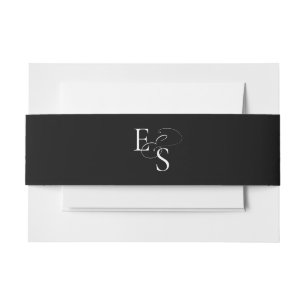 Modern Black White Monogram Wedding Belly Band Invitation Belly Band