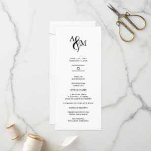 Modern Black & White Monogram Wedding Program