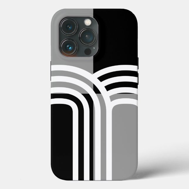 Modern Black White Monotone Initial Pattern Case-Mate iPhone Case (Back)